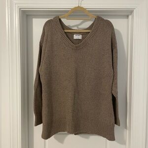 Old Navy Taupe Tunic Length V Neck Sweater